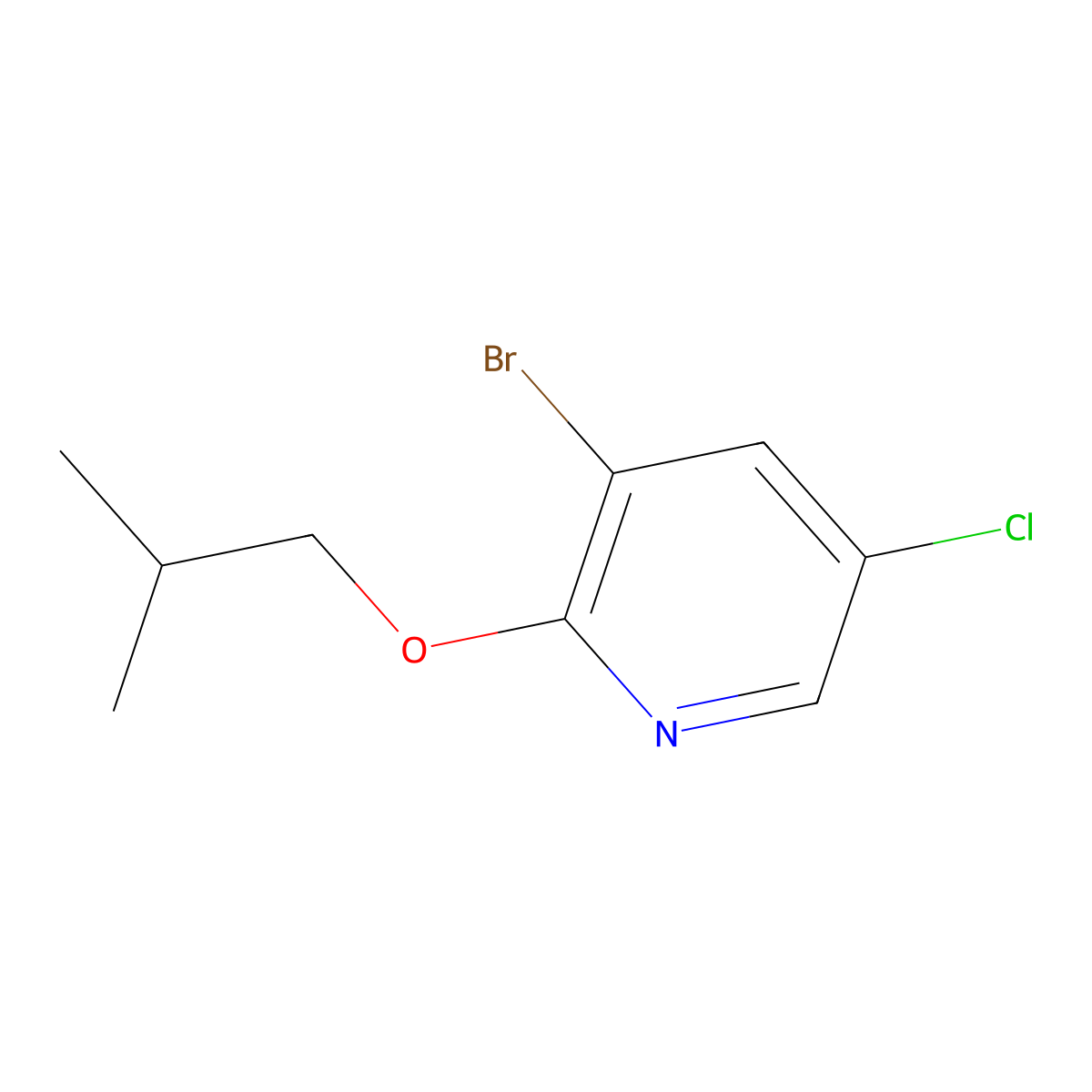 3-Bromo-5-chloro-2-(2-methylpropoxy)pyridine molecular structure, CAS 1289133-42-1