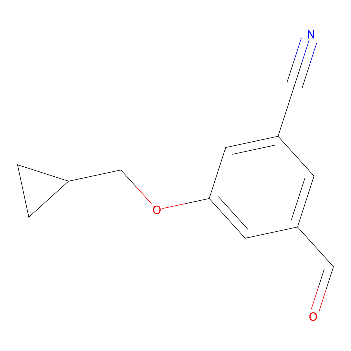 Benzonitrile, 3-(cyclopropylmethoxy)-5-formyl- molecular structure, CAS 1289137-13-8