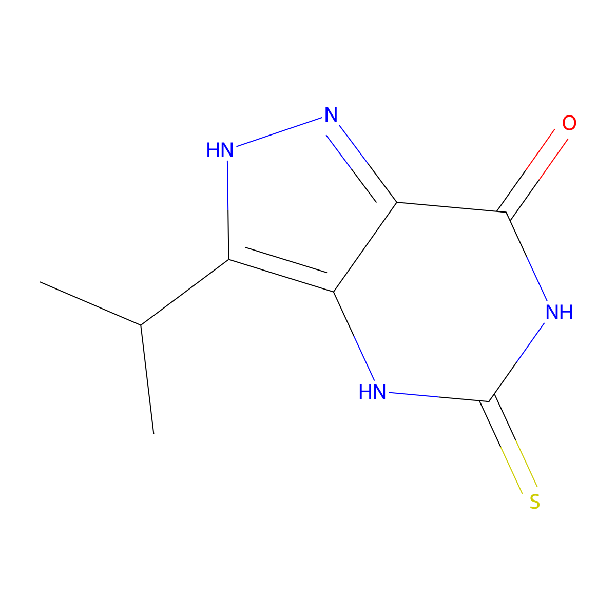 7H-Pyrazolo[4,3-d]pyrimidin-7-one, 1,4,5,6-tetrahydro-3-(1-methylethyl)-5-thioxo- molecular structure, CAS 1289139-26-9