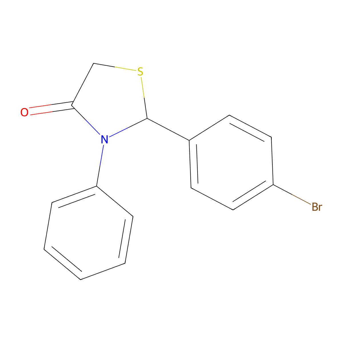 2-(4-Bromophenyl)-3-phenyl-1,3-thiazolidin-4-one molecular structure, CAS 128914-28-3