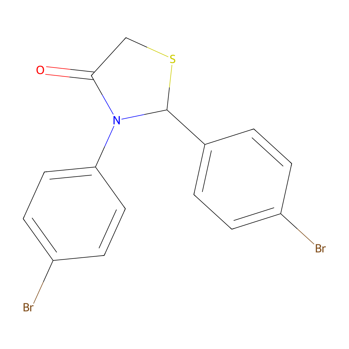 2,3-Bis(4-bromophenyl)-1,3-thiazolidin-4-one molecular structure, CAS 128914-34-1
