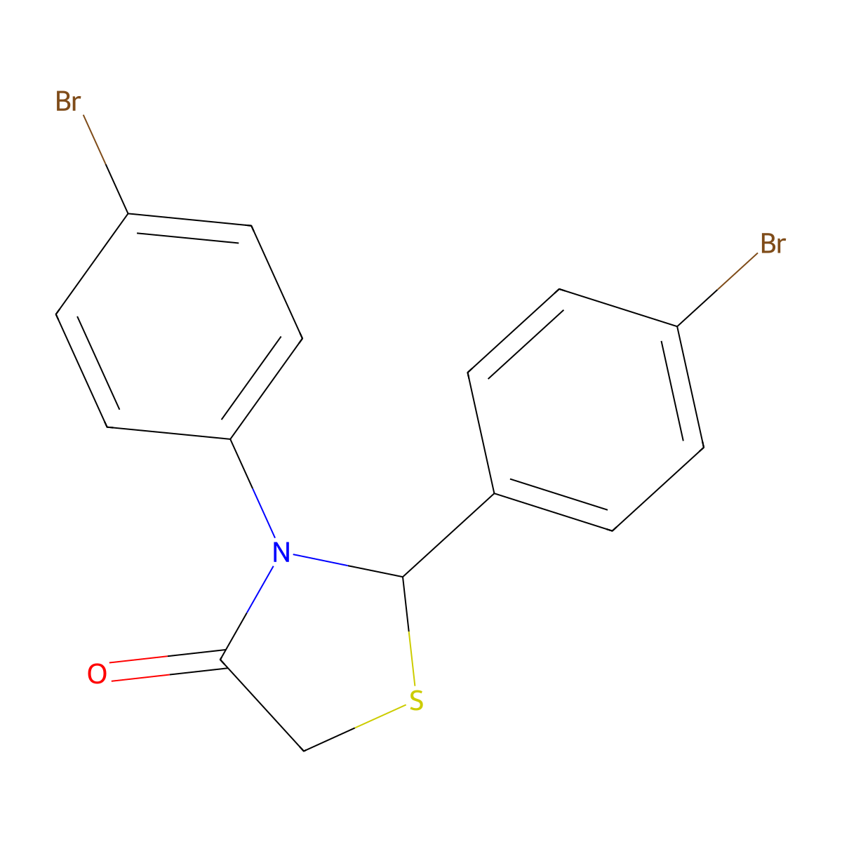 2,3-Bis(4-bromophenyl)-1,3-thiazolidin-4-one molecular structure, CAS 128914-34-1