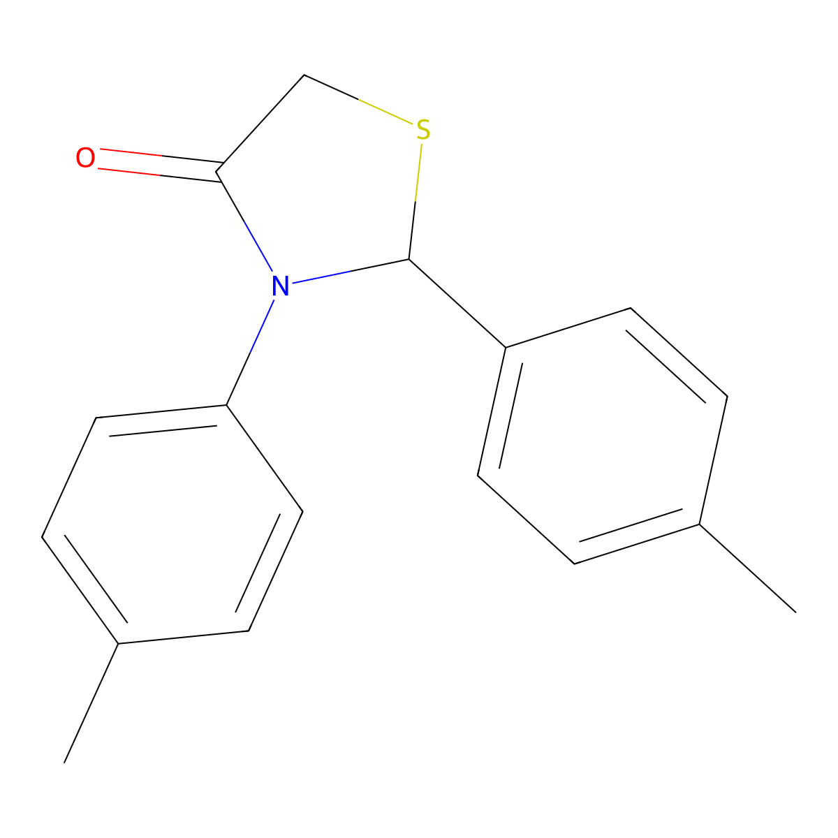 2,3-Bis(4-methylphenyl)-1,3-thiazolidin-4-one molecular structure, CAS 128914-44-3