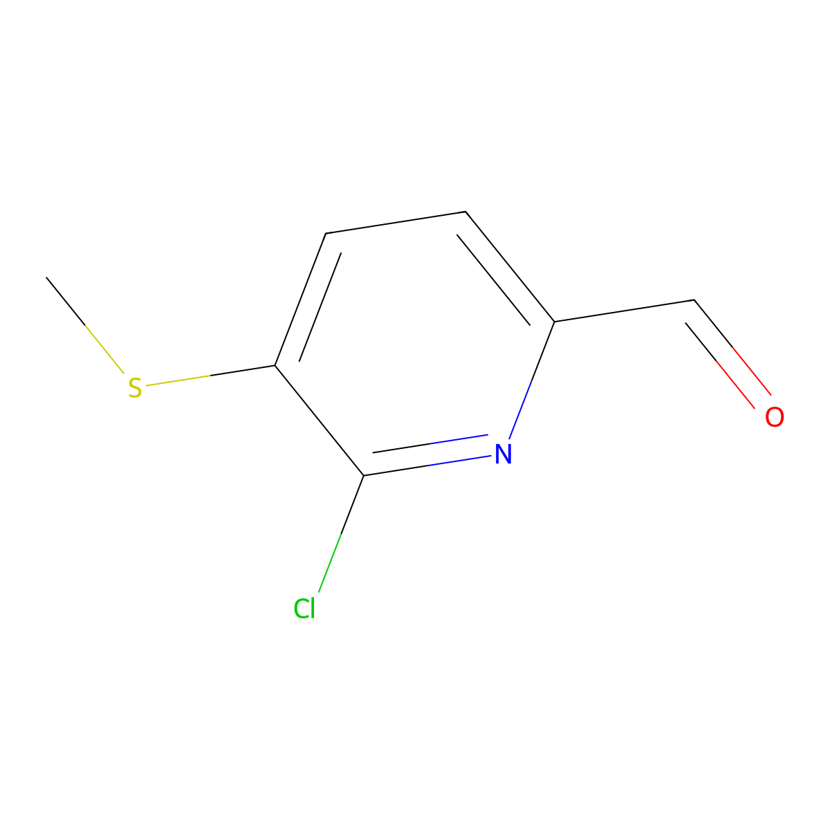 6-Chloro-5-(methylthio)picolinaldehyde molecular structure, CAS 1289143-74-3