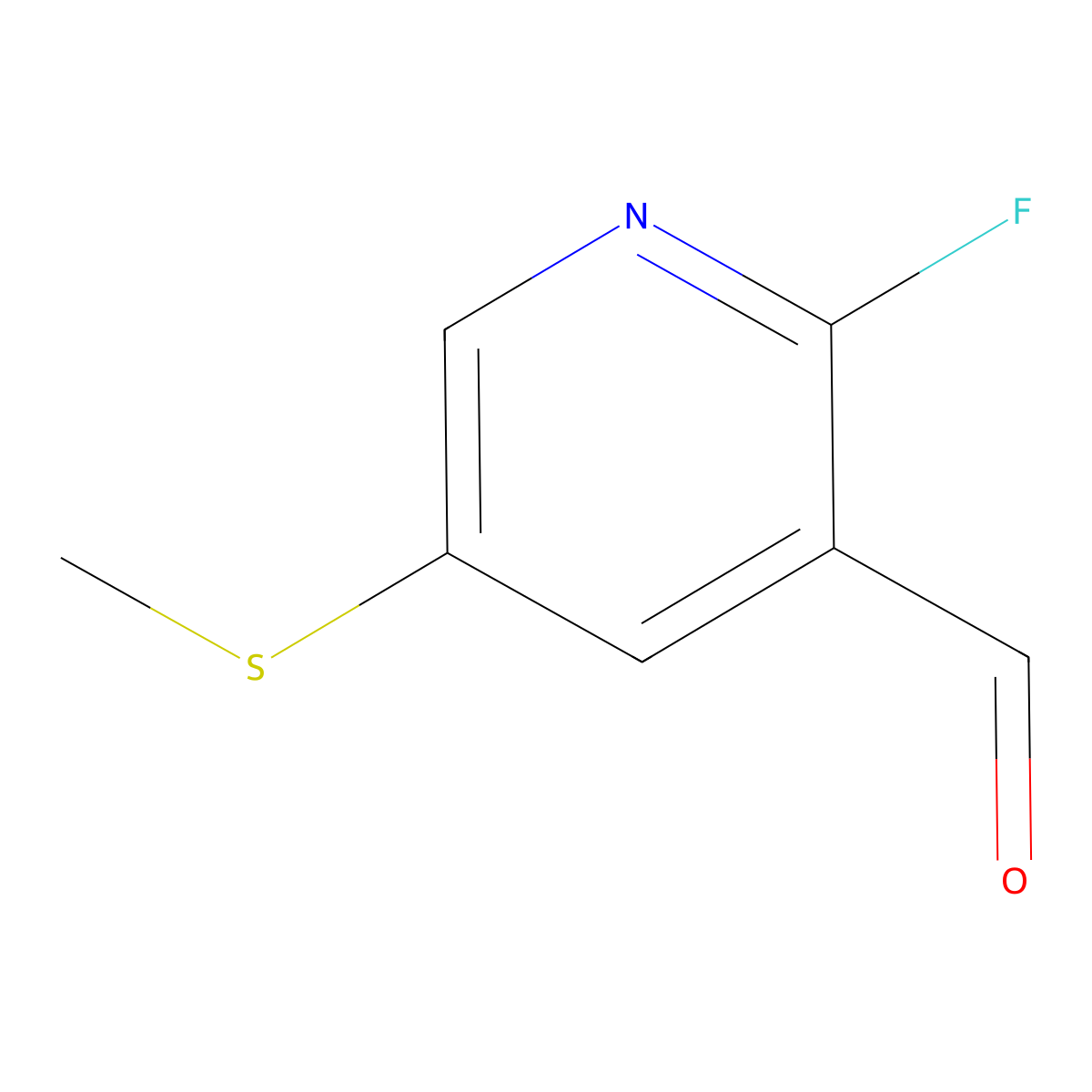 2-Fluoro-5-(methylthio)nicotinaldehyde molecular structure, CAS 1289144-87-1