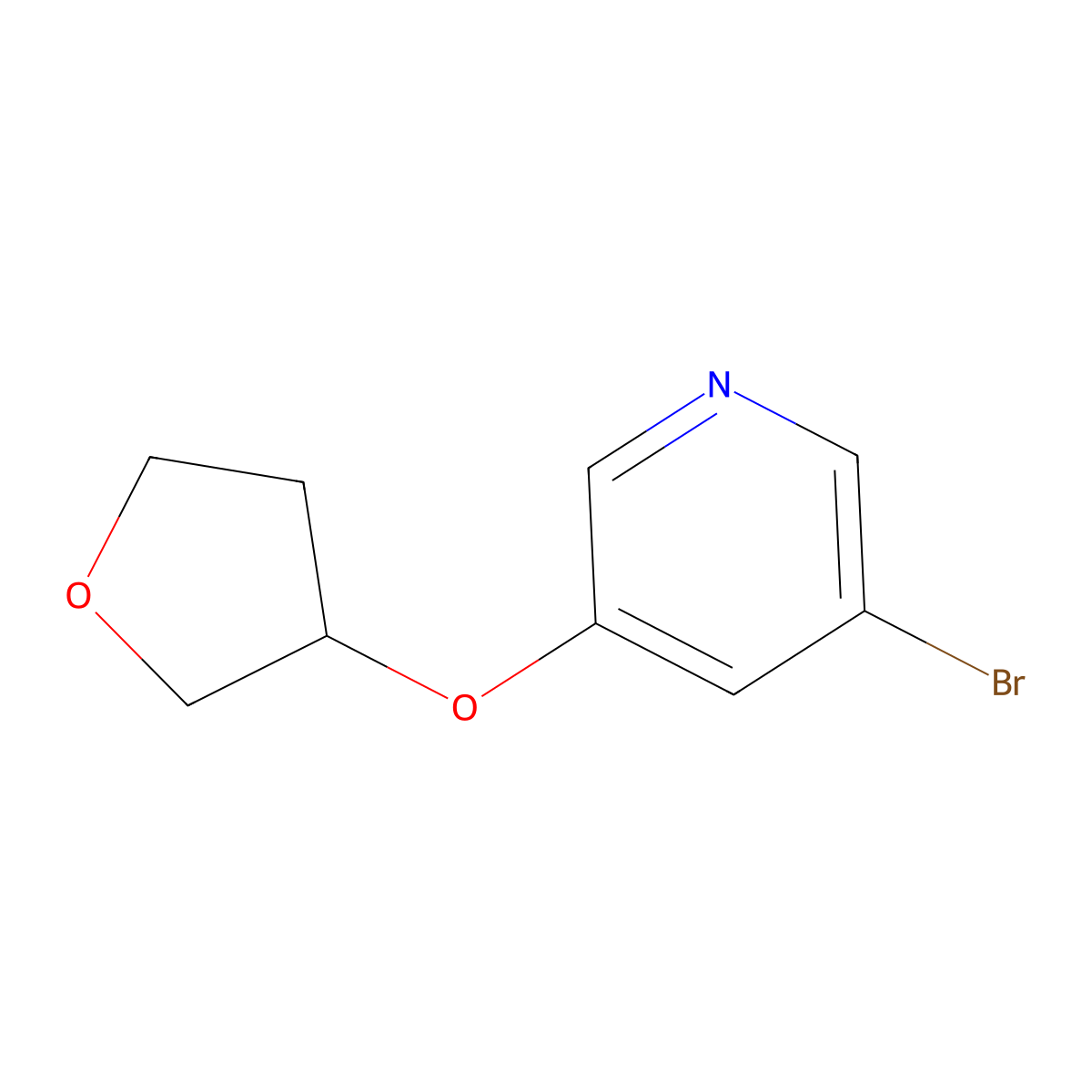 3-Bromo-5-(tetrahydrofuran-3-yloxy)pyridine molecular structure, CAS 1289152-44-8