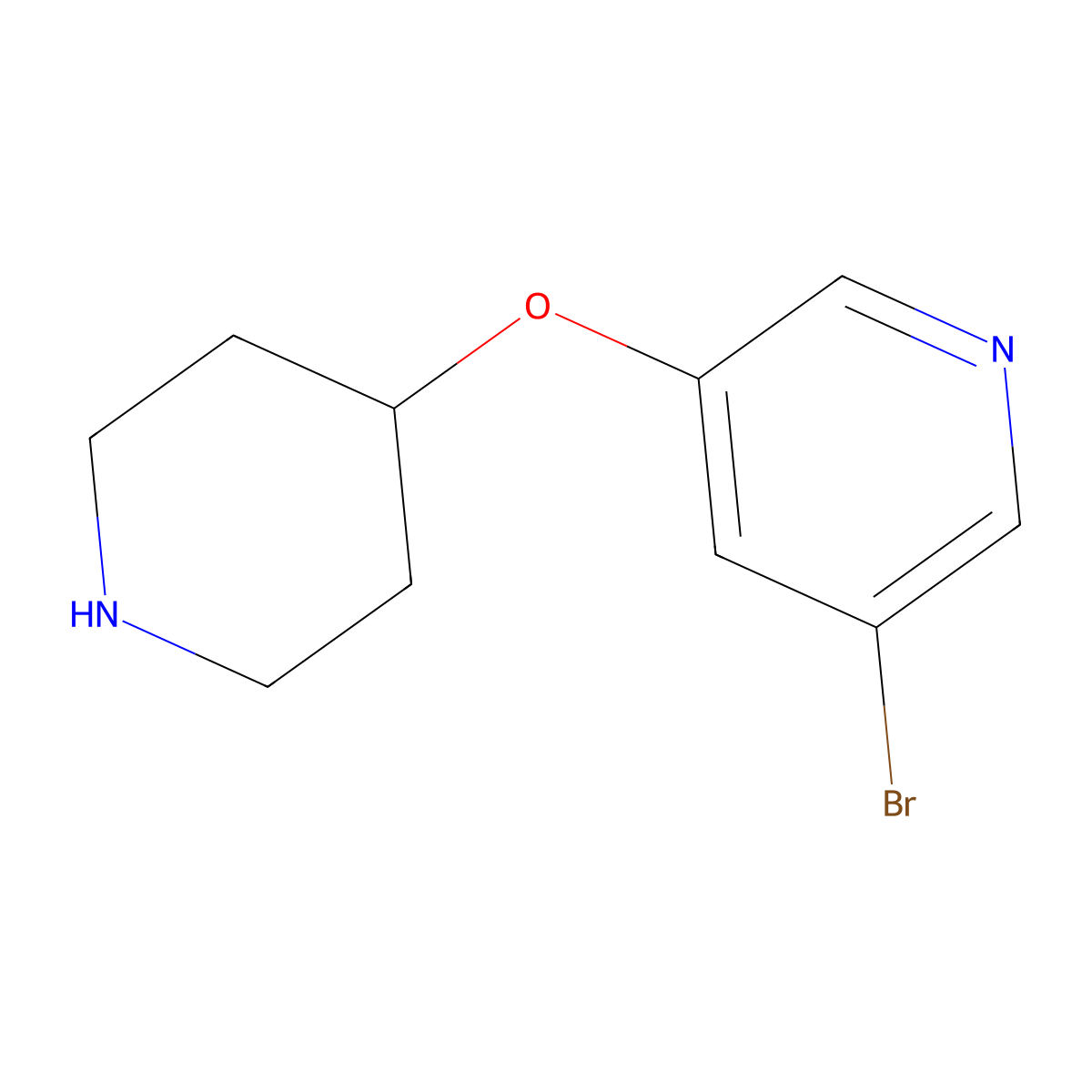 3-Bromo-5-(piperidin-4-yloxy)pyridine molecular structure, CAS 1289153-15-6