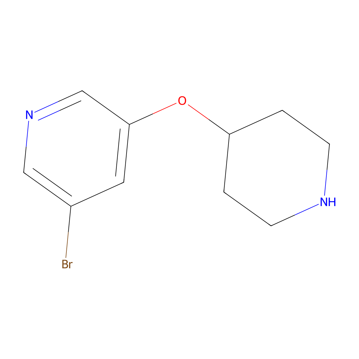 3-Bromo-5-(piperidin-4-yloxy)pyridine molecular structure, CAS 1289153-15-6