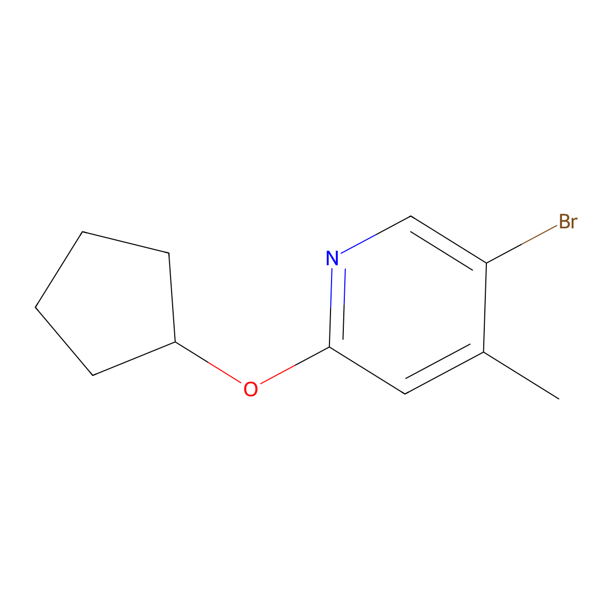 5-Bromo-2-(cyclopentyloxy)-4-methylpyridine molecular structure, CAS 1289156-43-9
