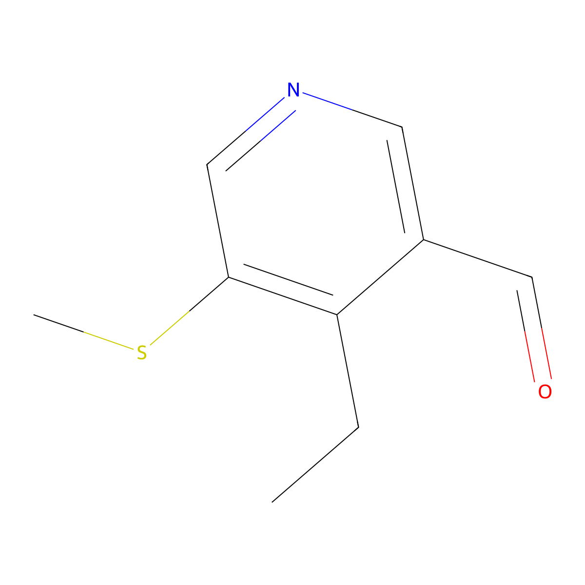 3-Pyridinecarboxaldehyde, 4-ethyl-5-(methylthio)- molecular structure, CAS 1289161-35-8