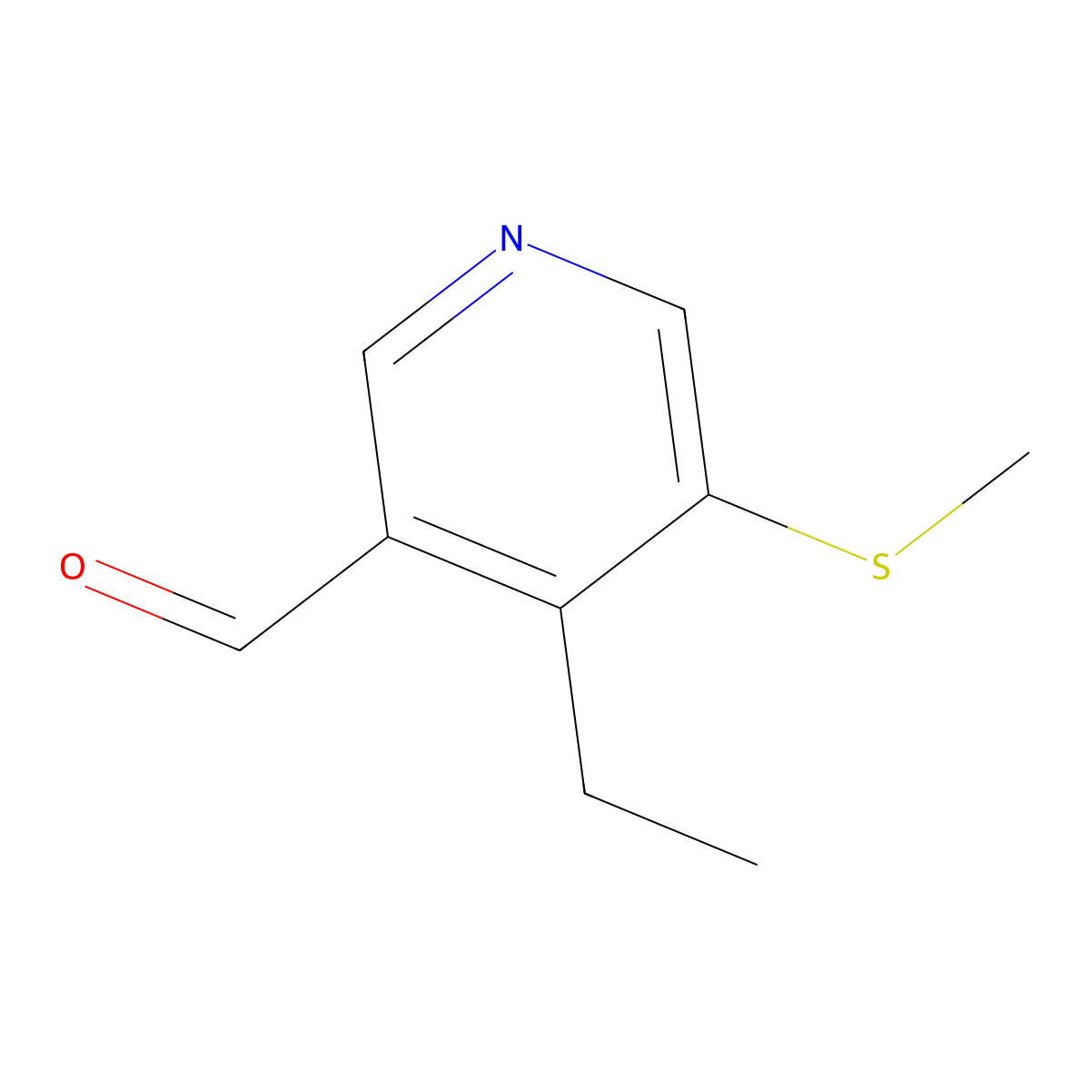 3-Pyridinecarboxaldehyde, 4-ethyl-5-(methylthio)- molecular structure, CAS 1289161-35-8