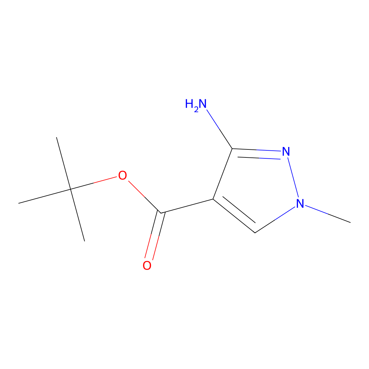 tert-butyl 3-amino-1-methyl-1H-pyrazole-4-carboxylate molecular structure, CAS 1289189-07-6