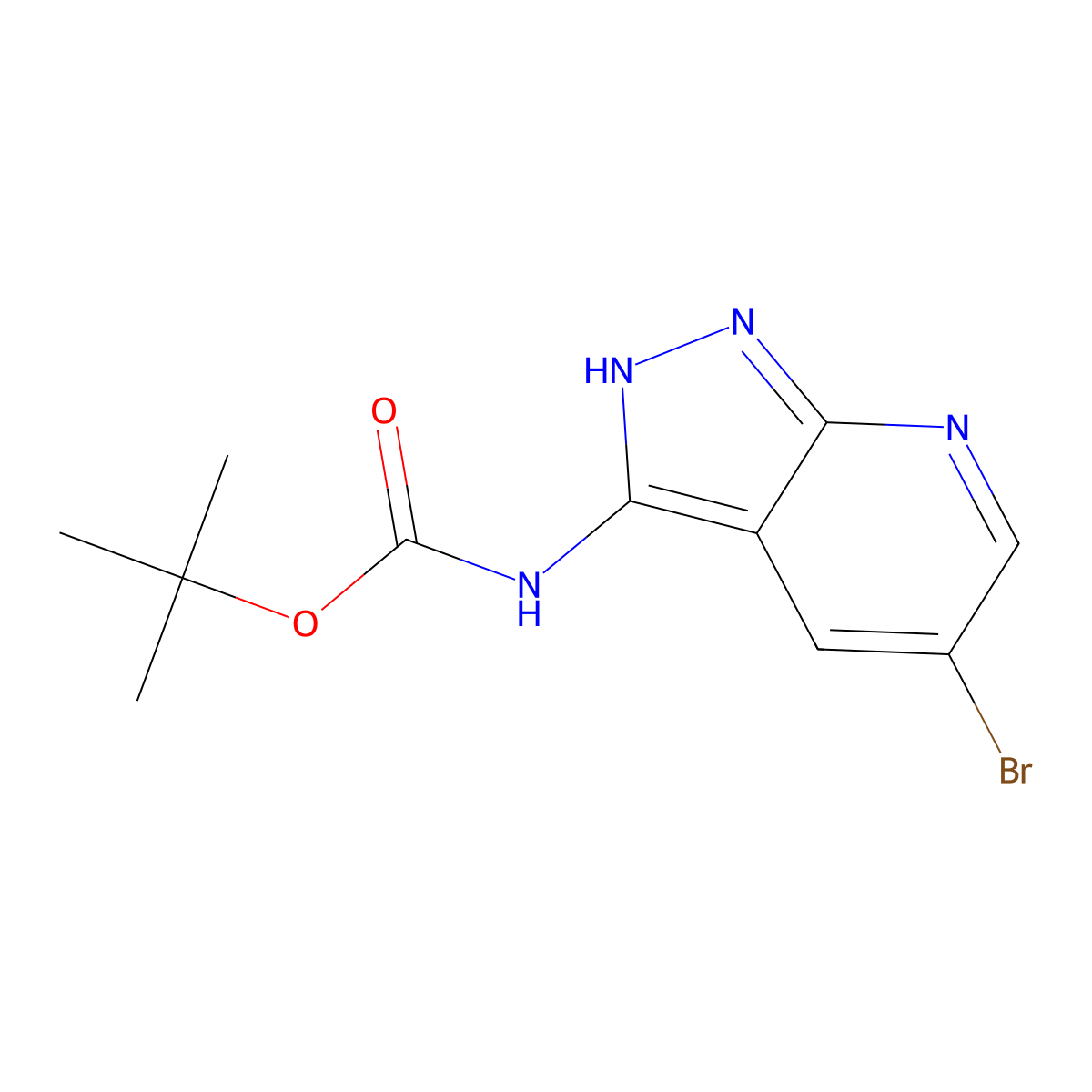 tert-butyl N-{5-bromo-1H-pyrazolo[3,4-b]pyridin-3-yl}carbamate molecular structure, CAS 1289190-09-5