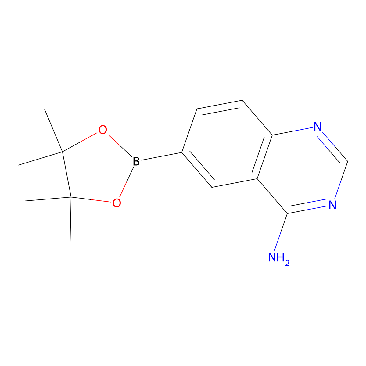 6-(4,4,5,5-Tetramethyl-1,3,2-dioxaborolan-2-yl)quinazolin-4-amine molecular structure, CAS 1289191-27-0