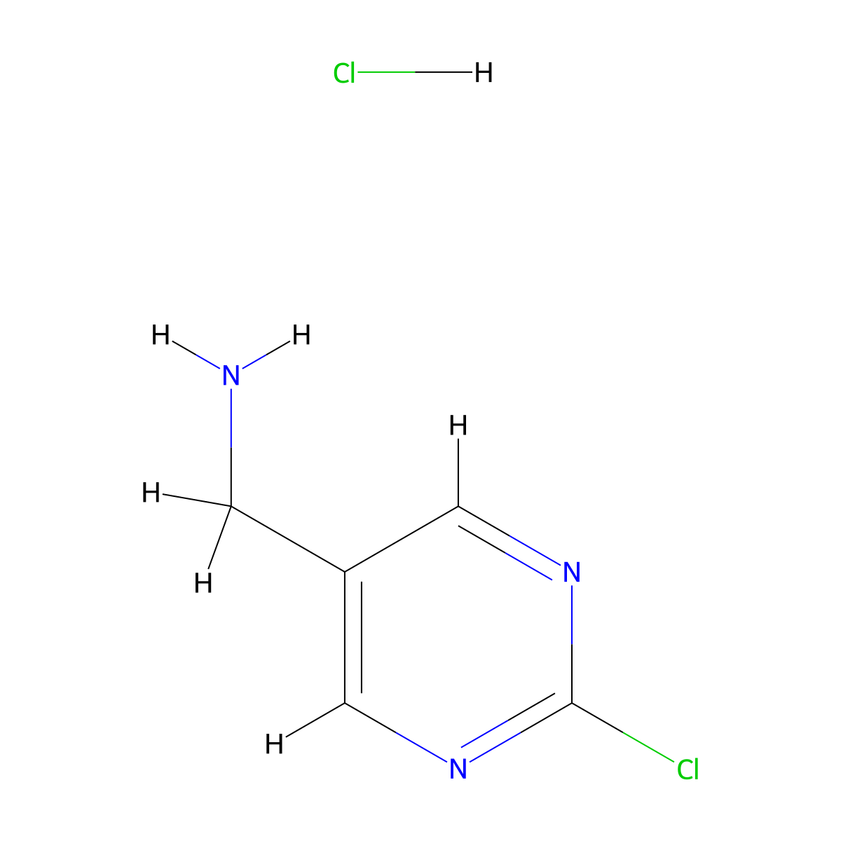 (2-Chloropyrimidin-5-yl)methanamine hydrochloride molecular structure, CAS 1289191-99-6
