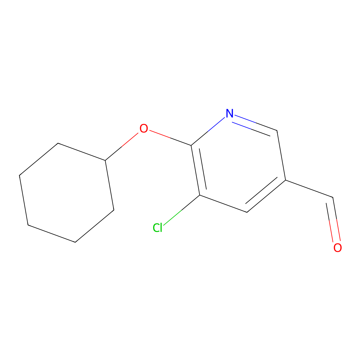 5-Chloro-6-(cyclohexyloxy)-3-pyridinecarboxaldehyde molecular structure, CAS 1289196-37-7