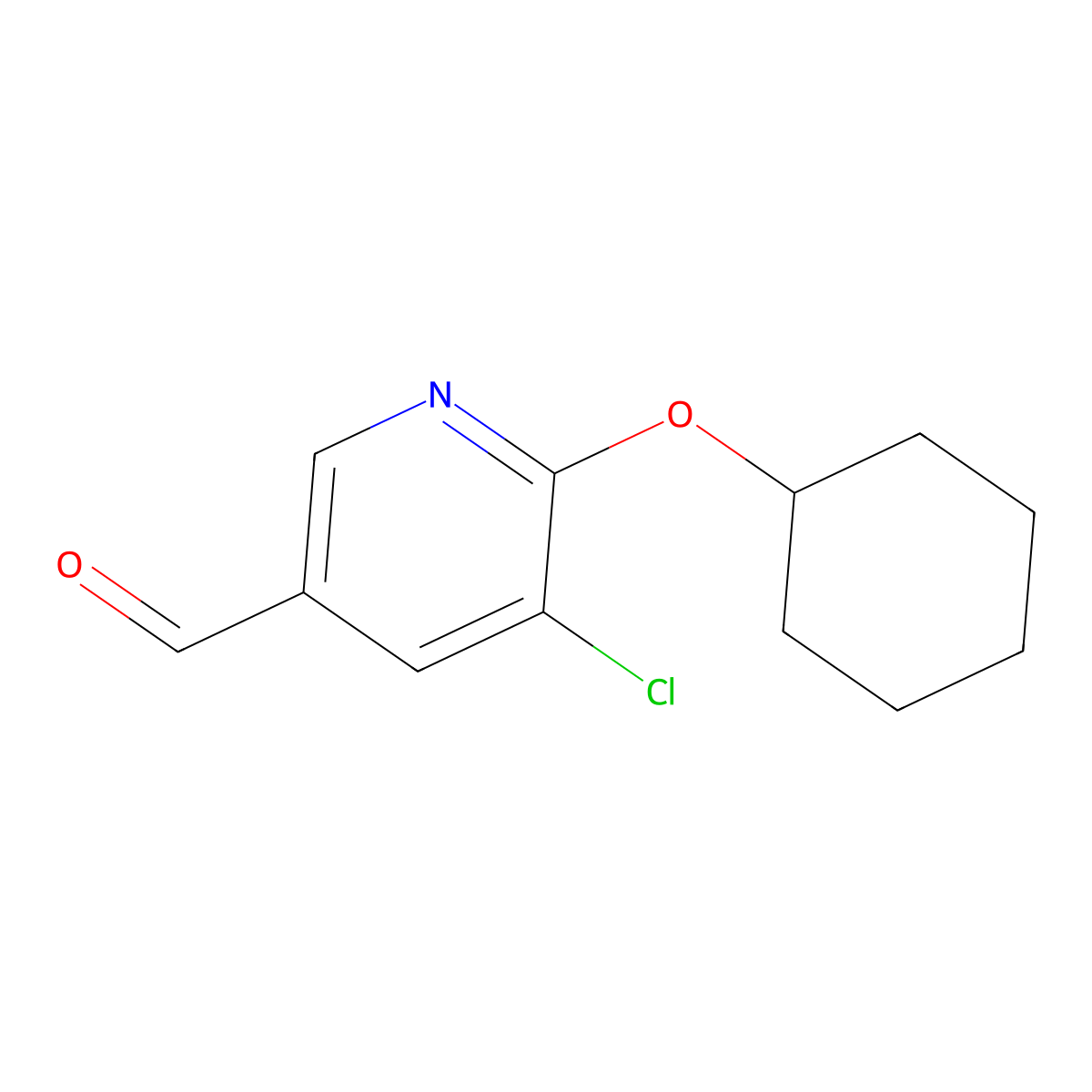 5-Chloro-6-(cyclohexyloxy)-3-pyridinecarboxaldehyde molecular structure, CAS 1289196-37-7