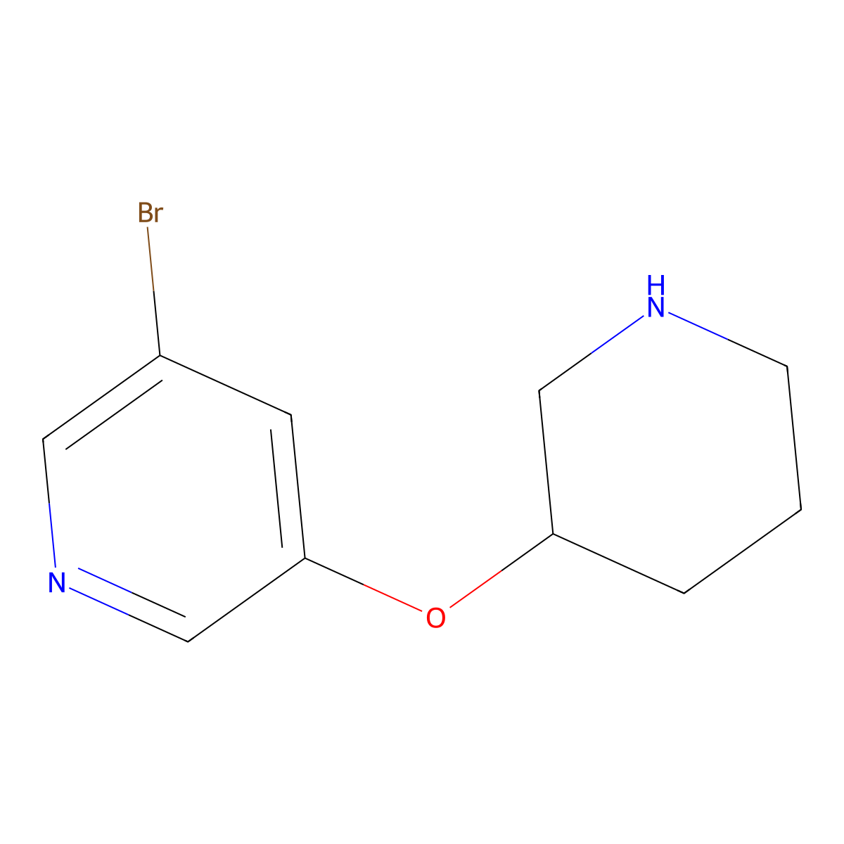 3-Bromo-5-(piperidin-3-yloxy)pyridine molecular structure, CAS 1289198-24-8