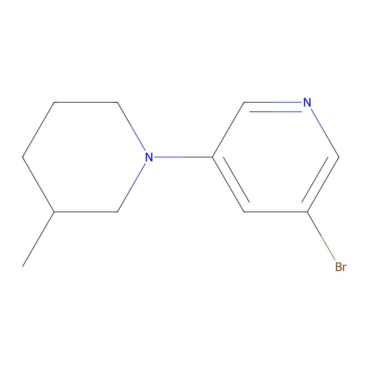 3-Bromo-5-(3-methylpiperidin-1-yl)pyridine molecular structure, CAS 1289198-33-9