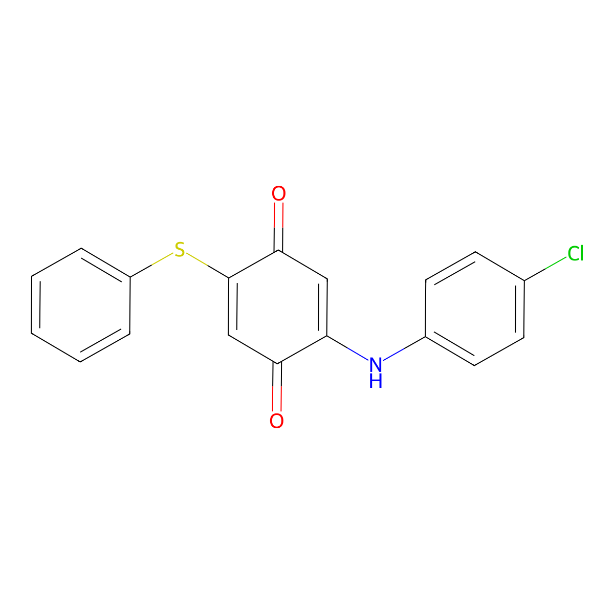 2-[(4-Chlorophenyl)amino]-5-(phenylsulfanyl)cyclohexa-2,5-diene-1,4-dione molecular structure, CAS 128920-08-1