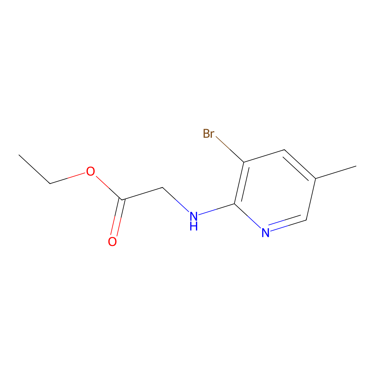 Ethyl 2-[(3-bromo-5-methylpyridin-2-yl)amino]acetate molecular structure, CAS 1289200-55-0