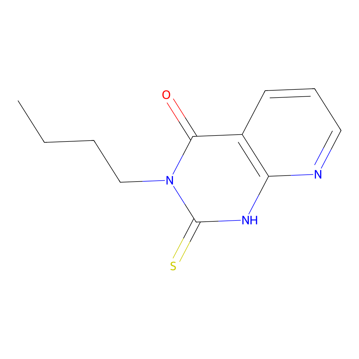 3-butyl-2-thioxo-2,3-dihydropyrido[2,3-d]pyrimidin-4(1H)-one molecular structure, CAS 128921-99-3