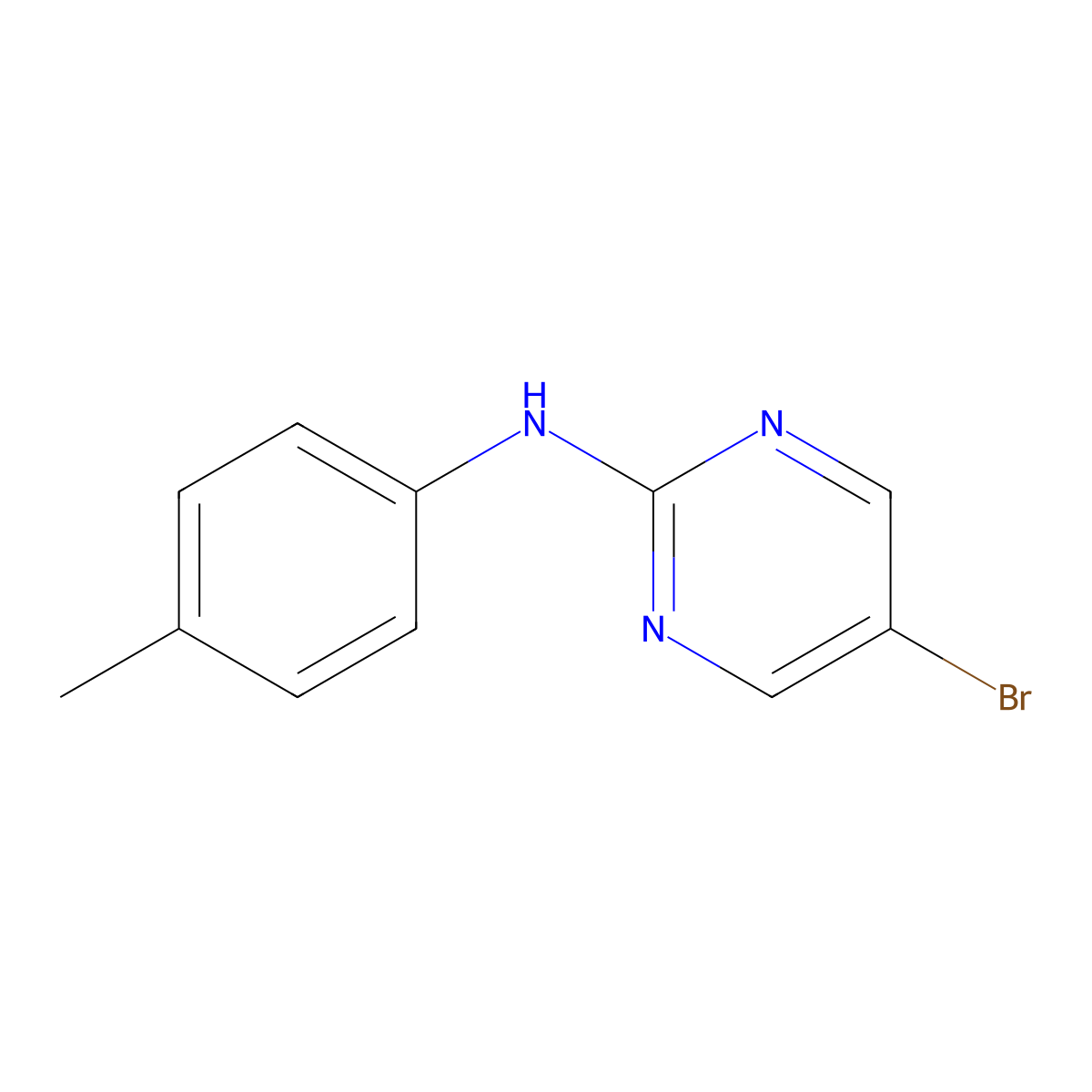 5-bromo-N-(4-methylphenyl)pyrimidin-2-amine molecular structure, CAS 1289210-04-3