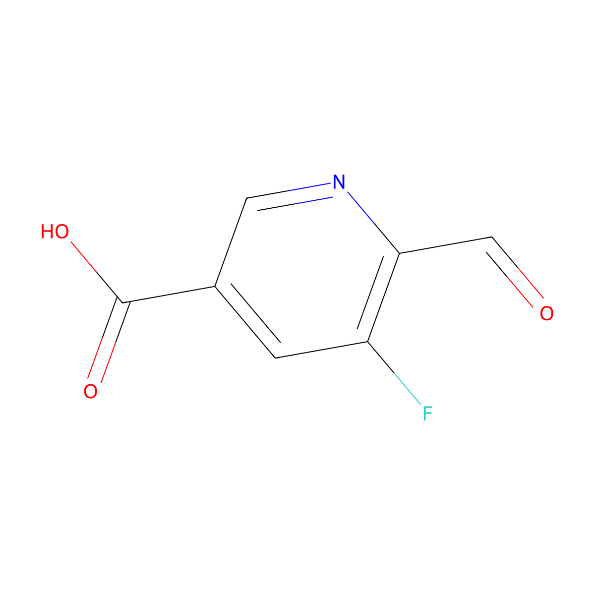5-Fluoro-6-formylpyridine-3-carboxylic acid molecular structure, CAS 1289211-53-5