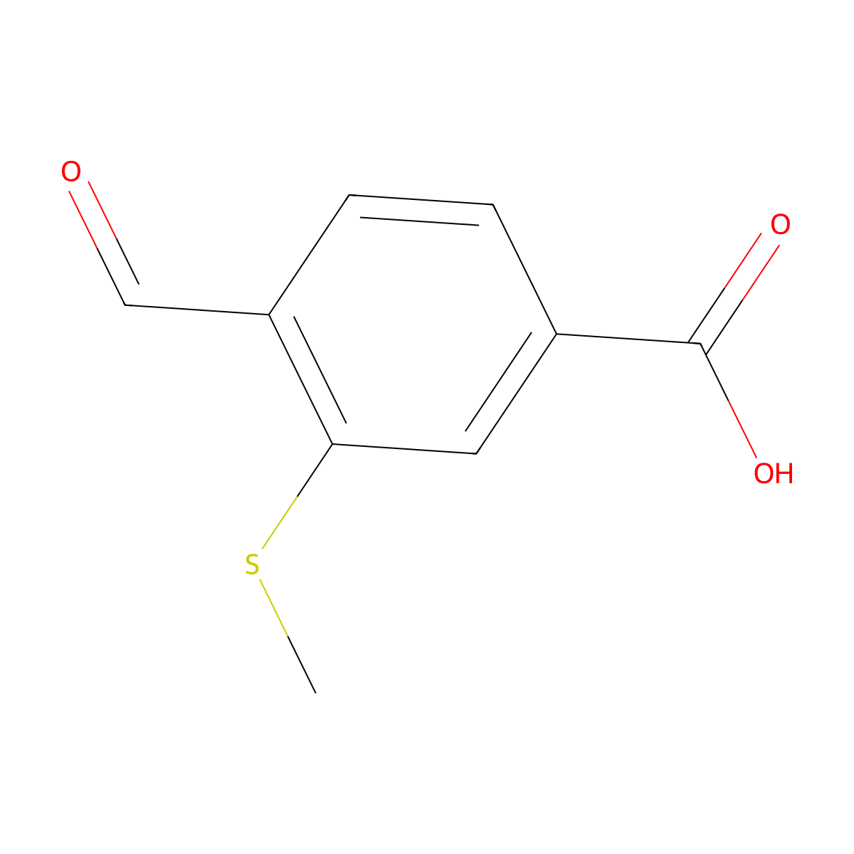 4-Formyl-3-(methylsulfanyl)benzoic acid molecular structure, CAS 1289211-81-9