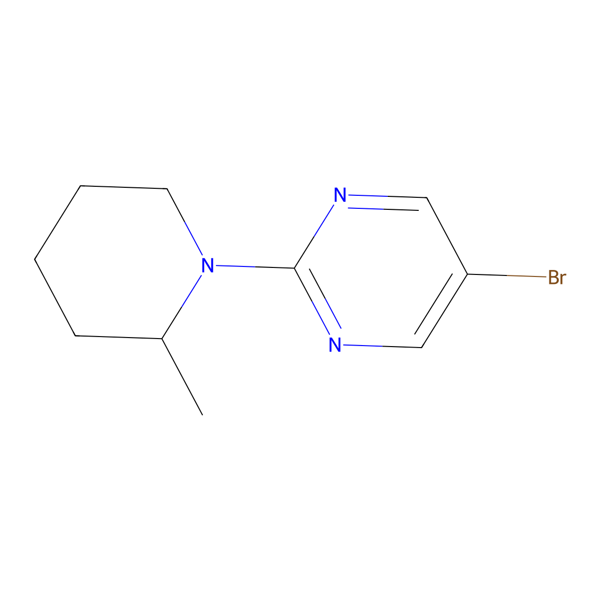 5-Bromo-2-(2-methylpiperidin-1-yl)pyrimidine molecular structure, CAS 1289213-64-4