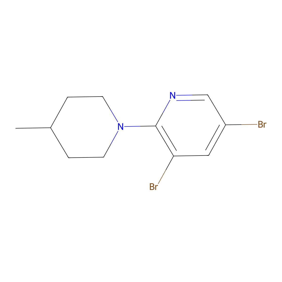3,5-Dibromo-2-(4-methylpiperidin-1-yl)pyridine molecular structure, CAS 1289214-87-4