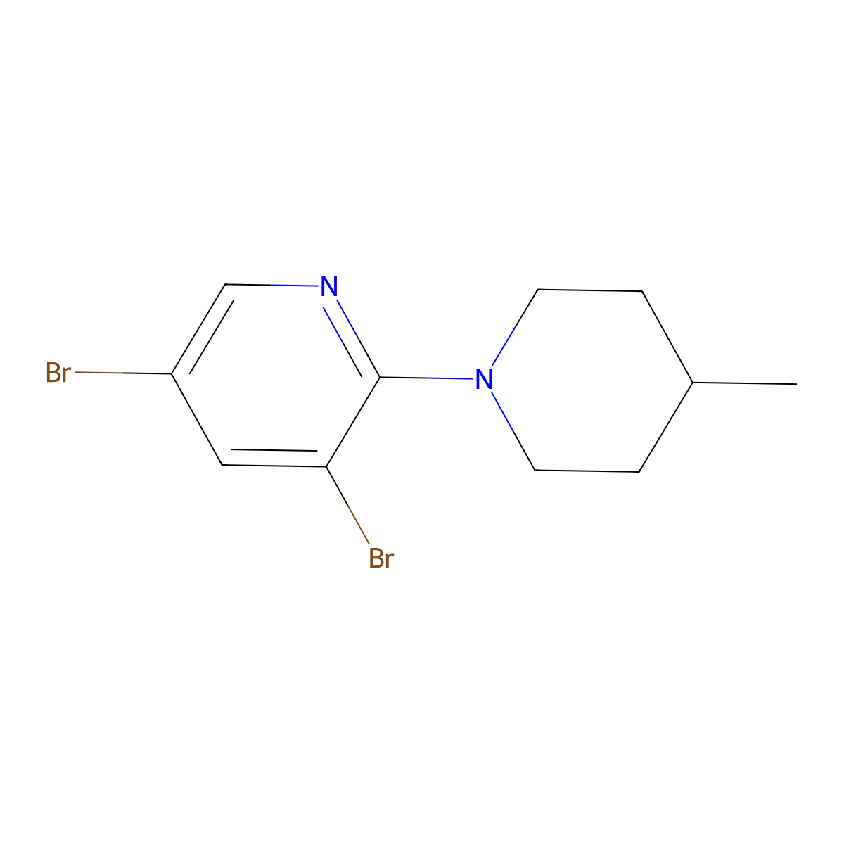 3,5-Dibromo-2-(4-methylpiperidin-1-yl)pyridine molecular structure, CAS 1289214-87-4