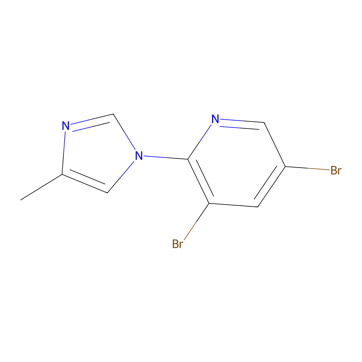 3,5-Dibromo-2-(4-methylimidazol-1-yl)pyridine molecular structure, CAS 1289214-96-5
