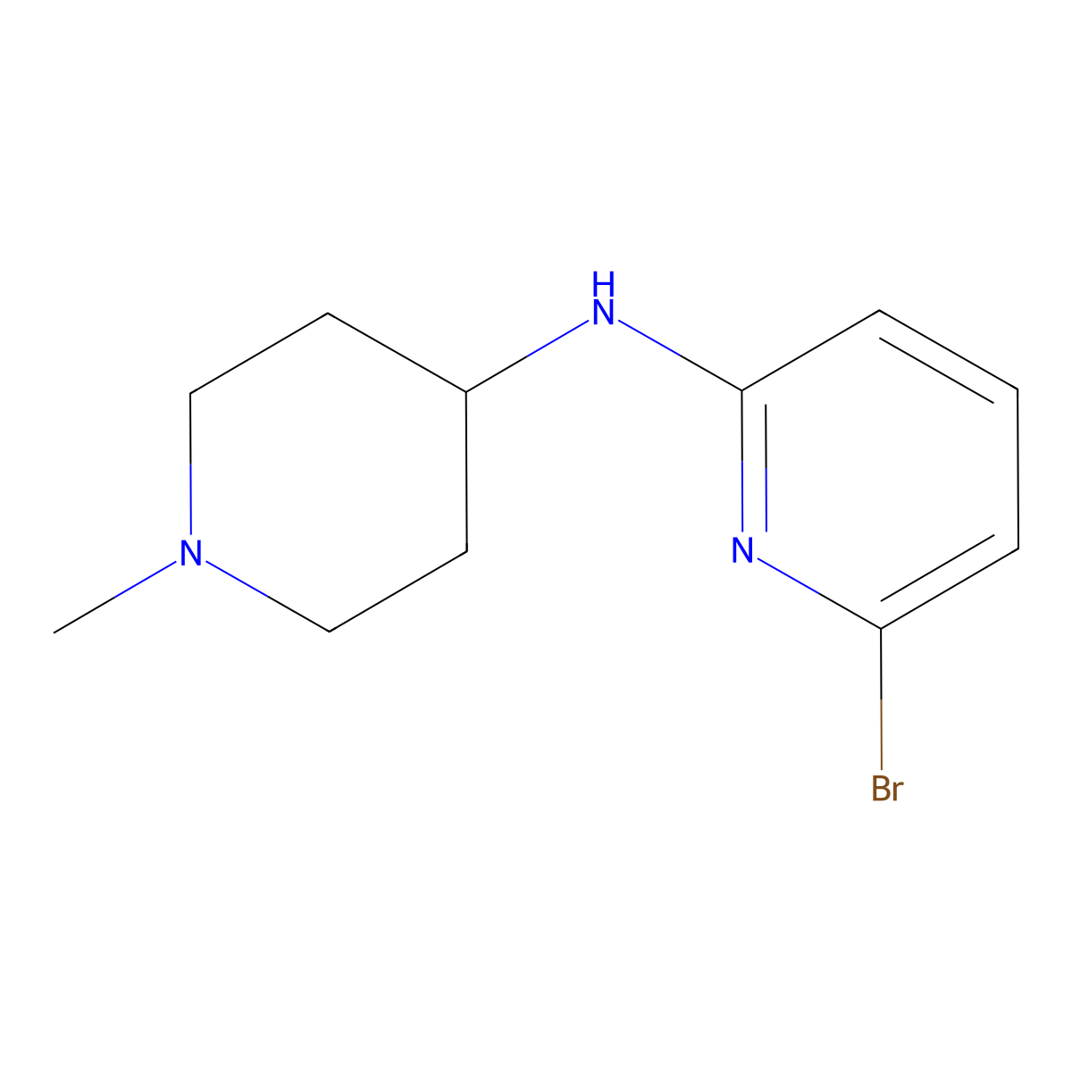 6-bromo-N-(1-methylpiperidin-4-yl)pyridin-2-amine molecular structure, CAS 1289215-84-4