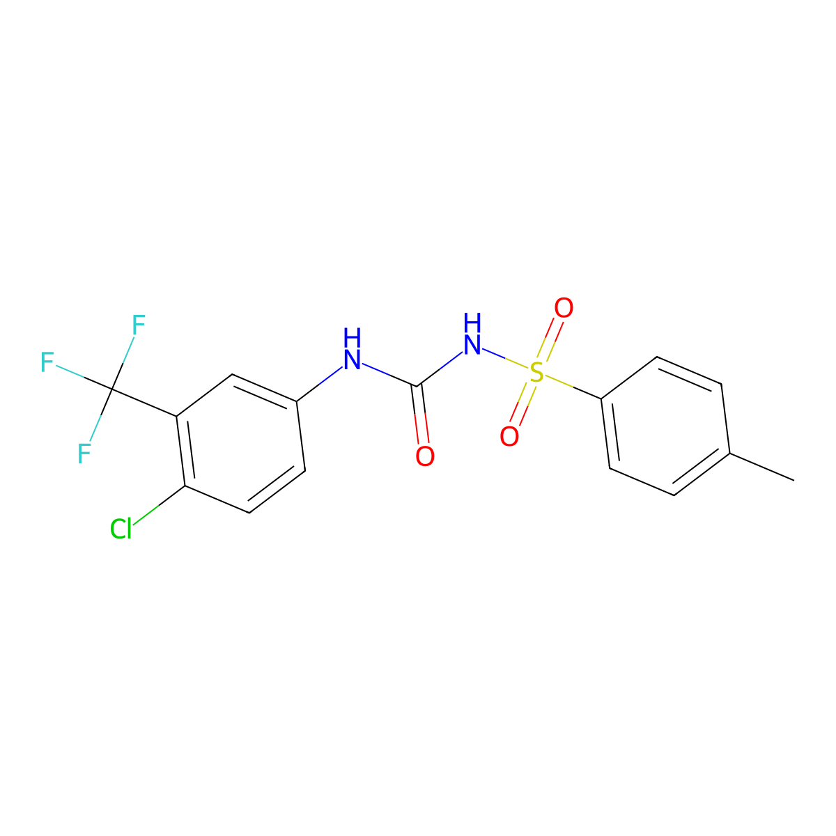1-Chloro-4-[({[(4-methylphenyl)sulfonyl]amino}carbonyl)amino]-2-(trifluoromethyl)benzene molecular structure, CAS 128924-42-5