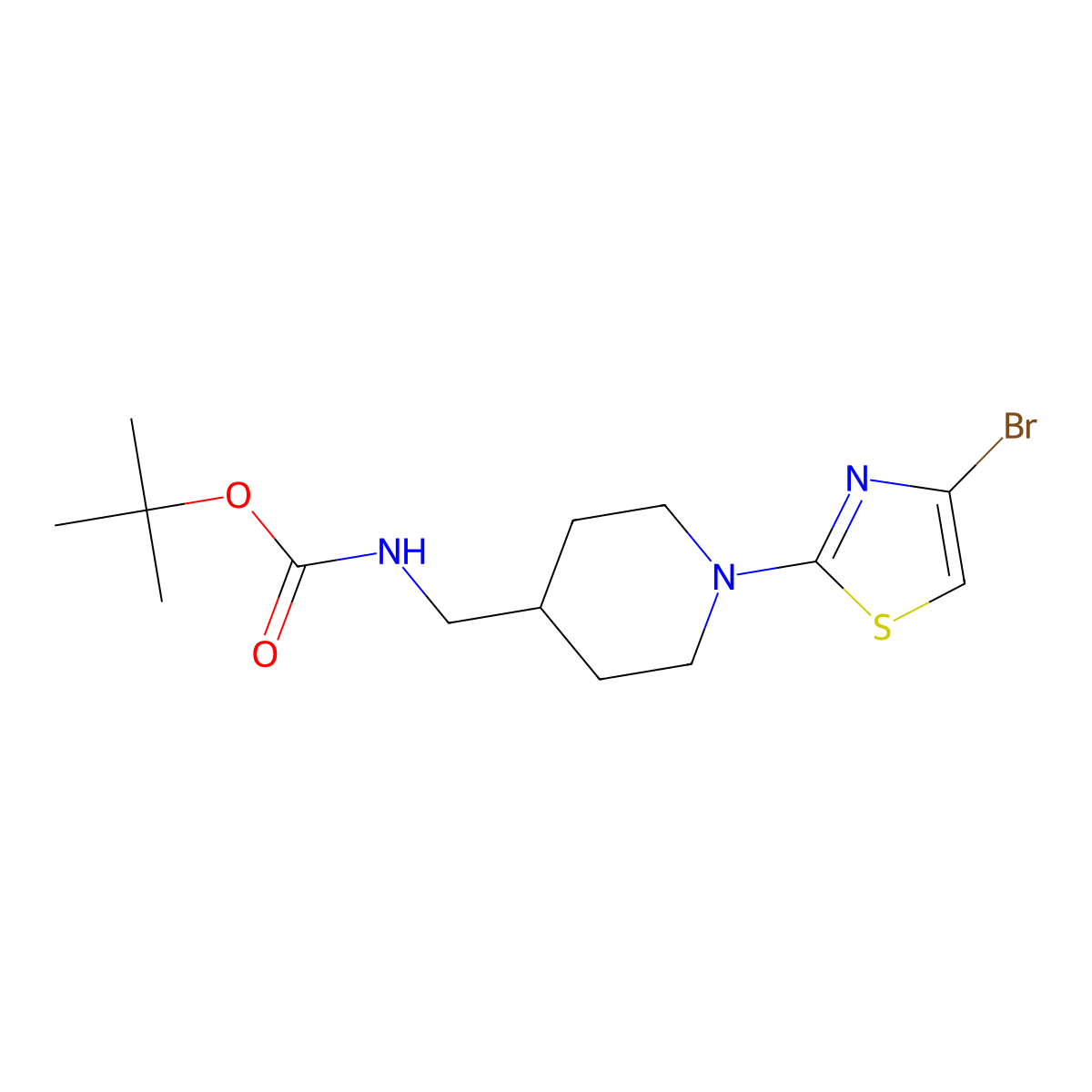 tert-butyl N-{[1-(4-bromo-1,3-thiazol-2-yl)piperidin-4-yl]methyl}carbamate molecular structure, CAS 1289262-73-2