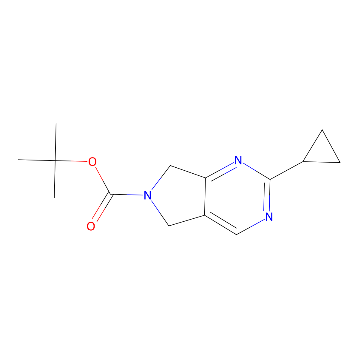 tert-Butyl 2-cyclopropyl-5H-pyrrolo[3,4-d]pyrimidine-6(7H)-carboxylate molecular structure, CAS 1289267-20-4
