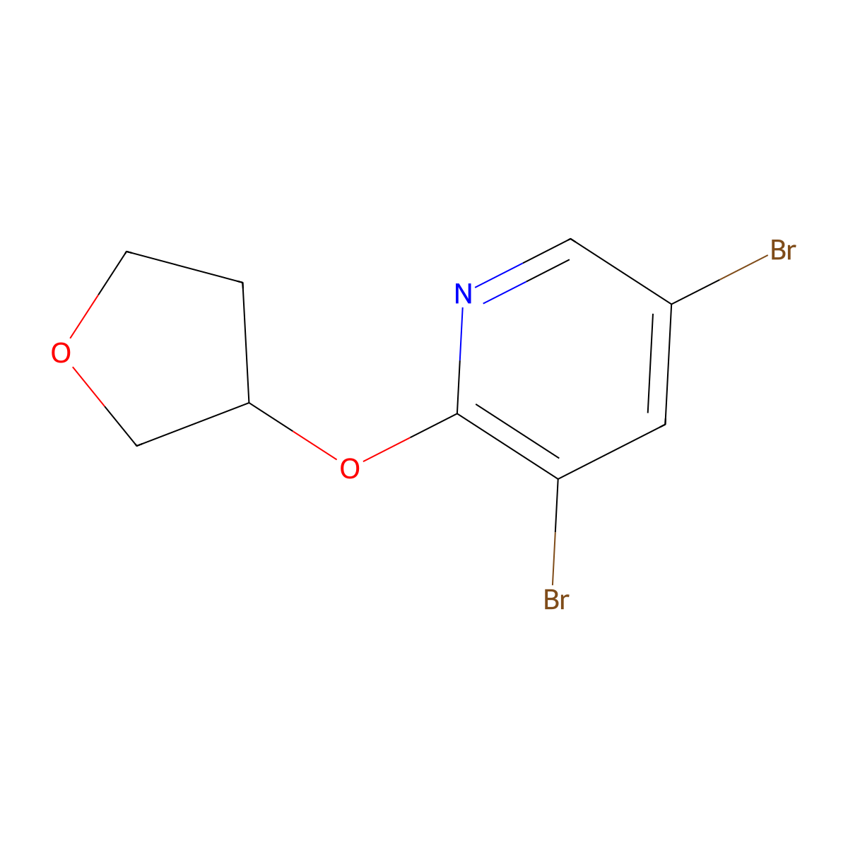 3,5-Dibromo-2-(tetrahydrofuran-3yloxy)pyridine molecular structure, CAS 1289269-34-6