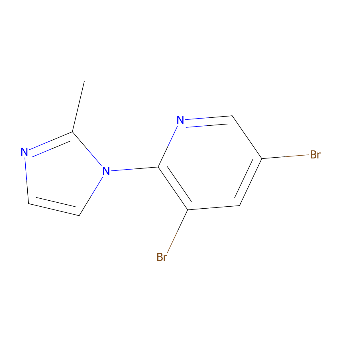 3,5-Dibromo-2-(2-methylimidazol-1-yl)pyridine molecular structure, CAS 1289269-51-7