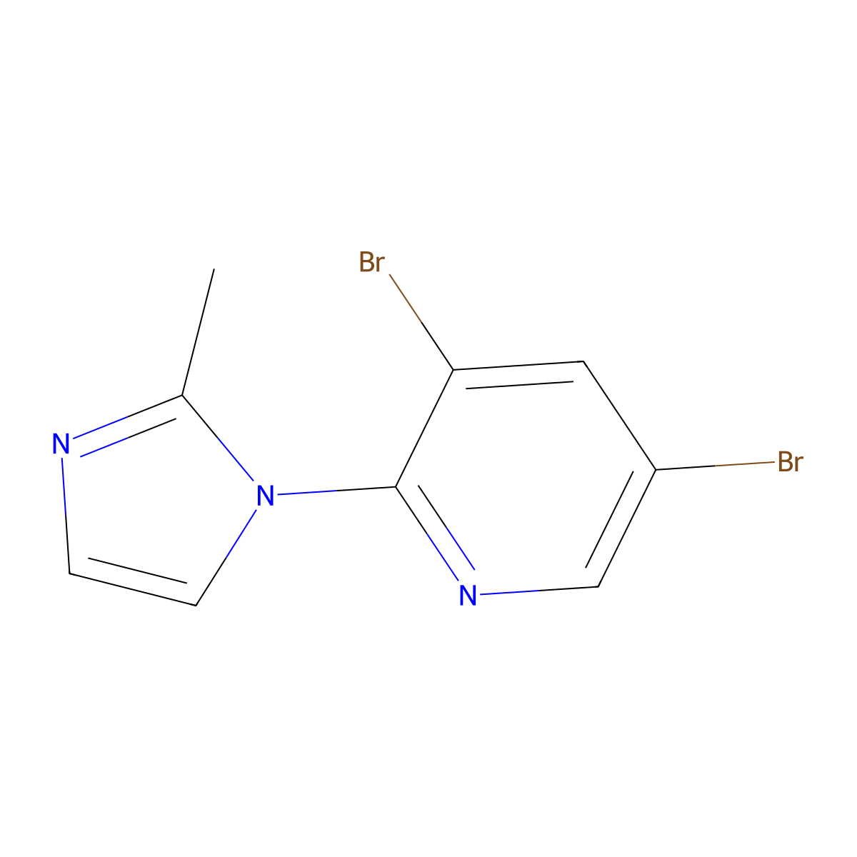 3,5-Dibromo-2-(2-methylimidazol-1-yl)pyridine molecular structure, CAS 1289269-51-7