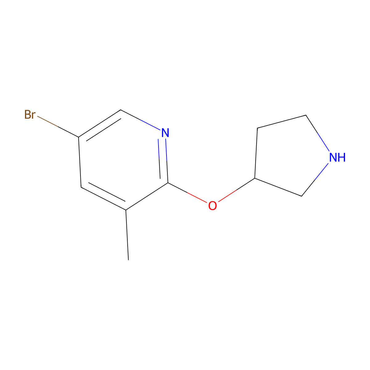5-Bromo-3-methyl-2-(pyrrolidin-3-yloxy)pyridine molecular structure, CAS 1289269-60-8