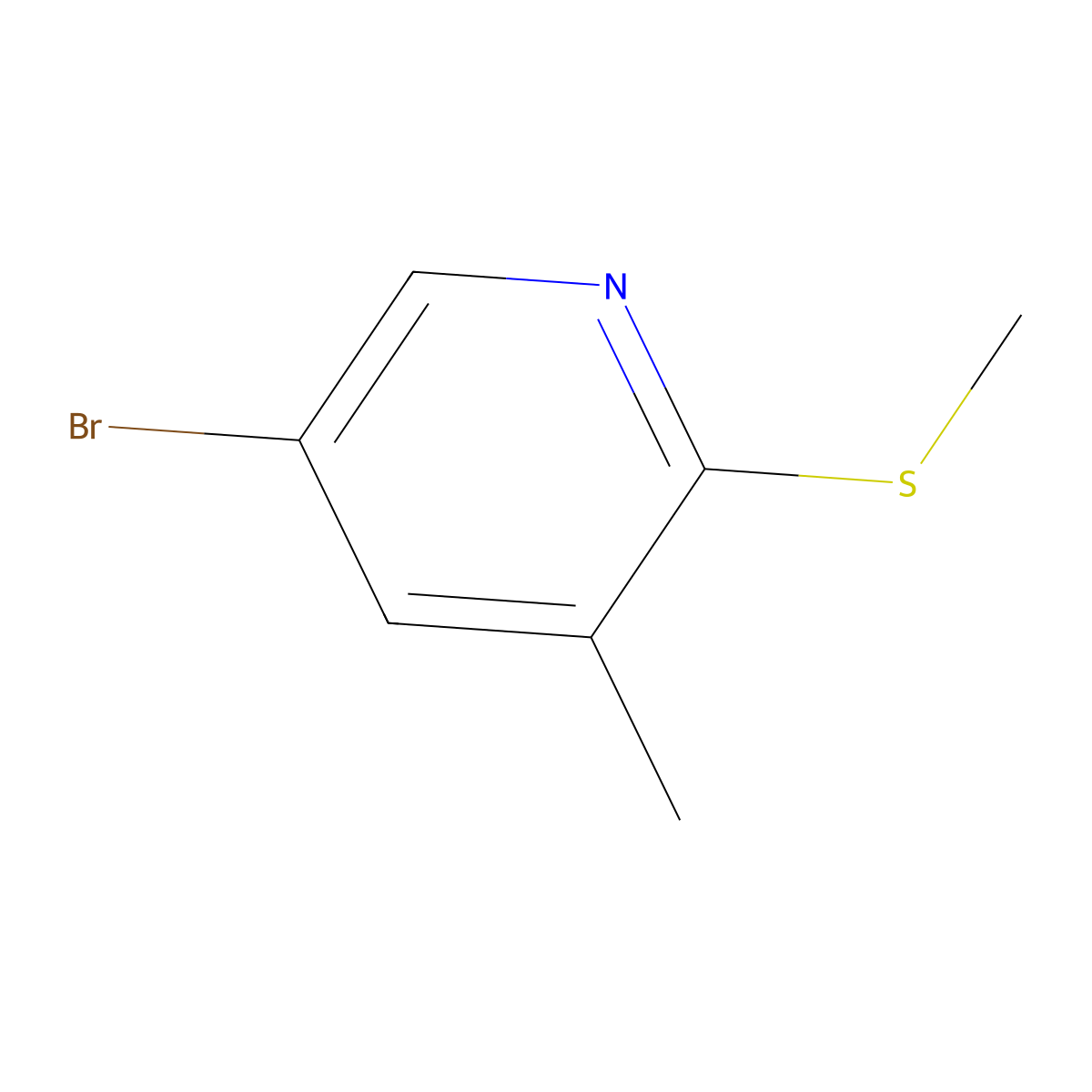 5-Bromo-3-methyl-2-(methylthio)pyridine molecular structure, CAS 1289270-74-1