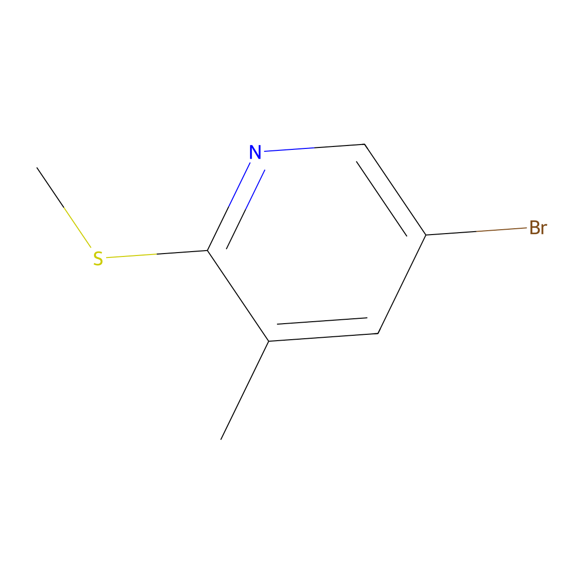 5-Bromo-3-methyl-2-(methylthio)pyridine molecular structure, CAS 1289270-74-1