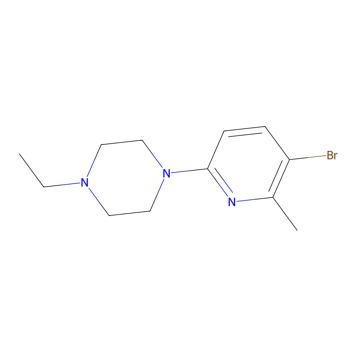 1-(5-Bromo-6-methylpyridin-2-yl)-4-ethylpiperazine molecular structure, CAS 1289270-94-5