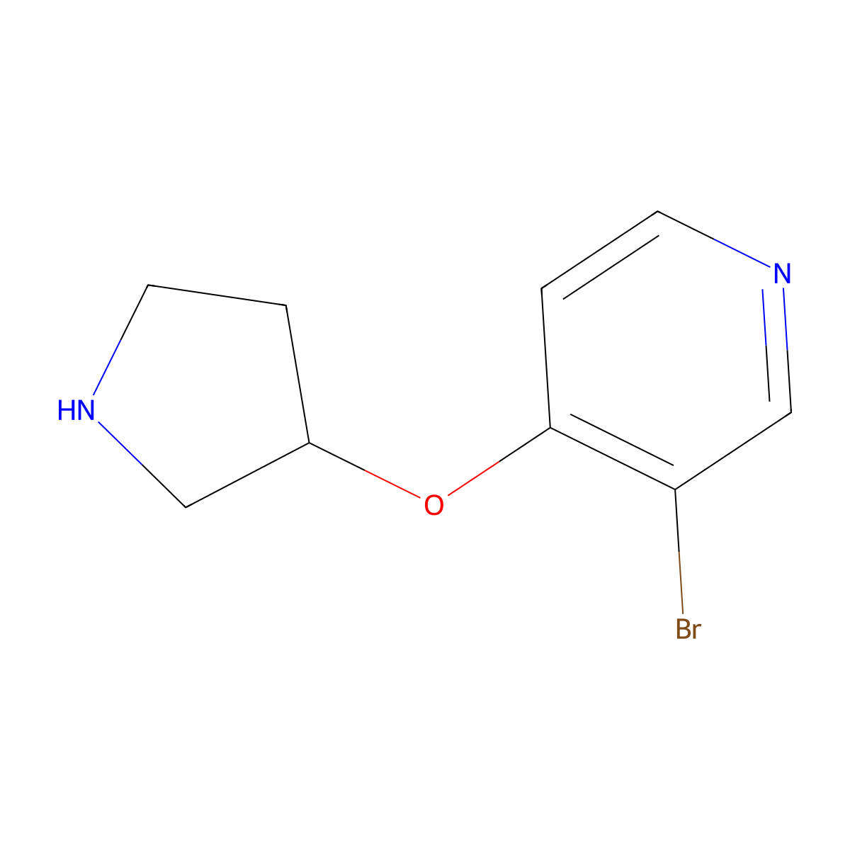 3-Bromo-4-(pyrrolidin-3-yloxy)pyridine molecular structure, CAS 1289271-29-9