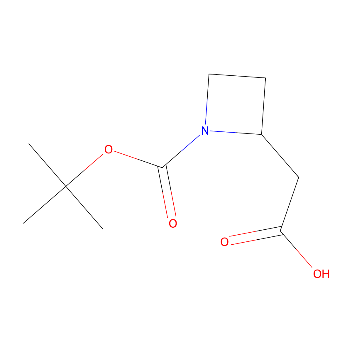 (S)-2-(1-(tert-Butoxycarbonyl)azetidin-2-yl)acetic acid molecular structure, CAS 1289384-58-2