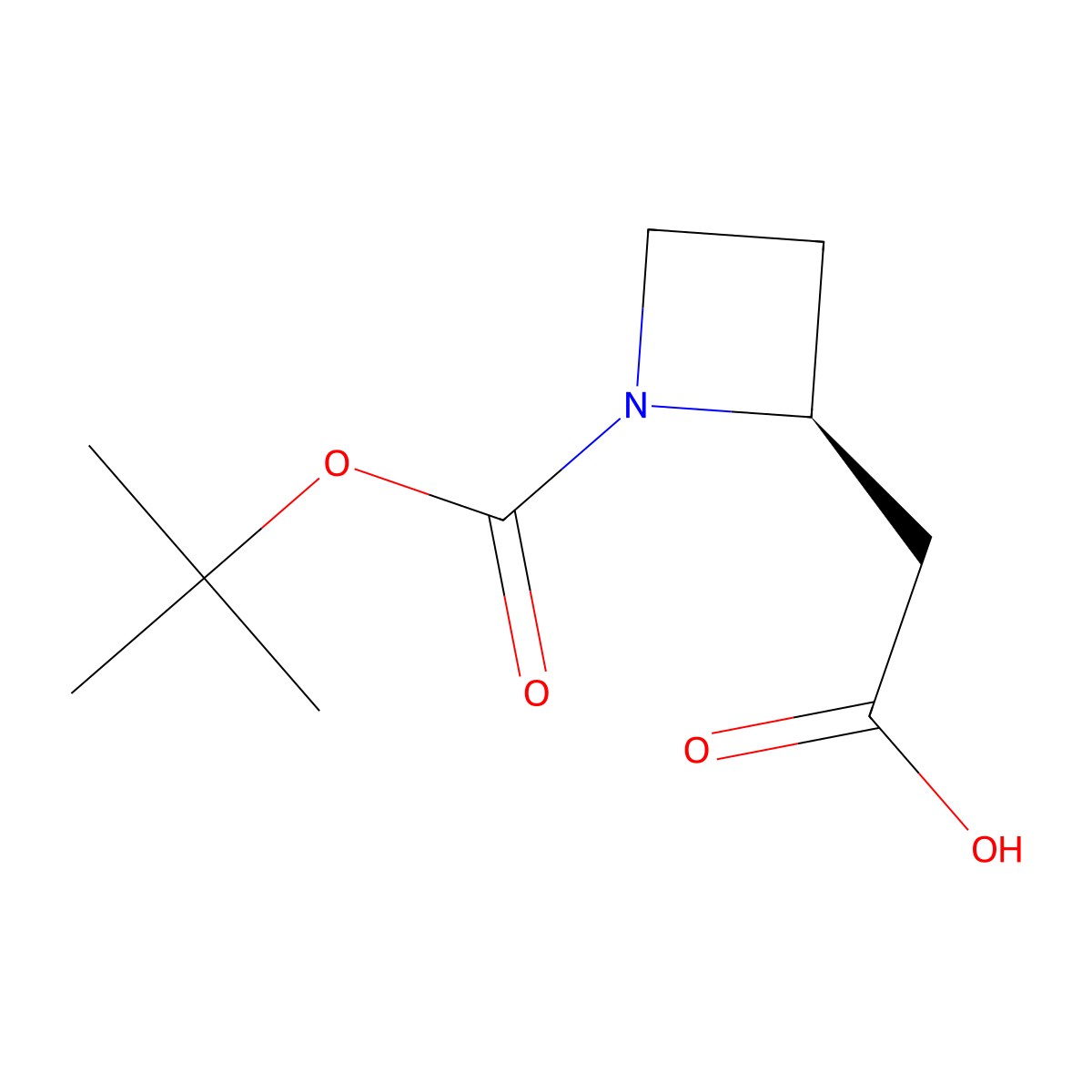 (S)-2-(1-(tert-Butoxycarbonyl)azetidin-2-yl)acetic acid molecular structure, CAS 1289384-58-2