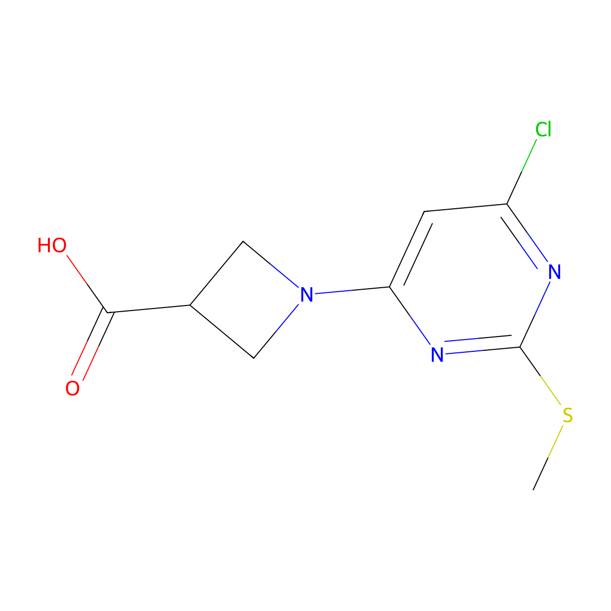 1-(6-Chloro-2-methylsulfanyl-pyrimidin-4-yl)-azetidine-3-carboxylic acid molecular structure, CAS 1289384-70-8