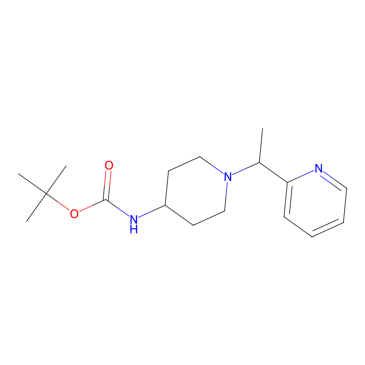tert-Butyl (1-(1-(pyridin-2-yl)ethyl)piperidin-4-yl)carbamate molecular structure, CAS 1289384-71-9