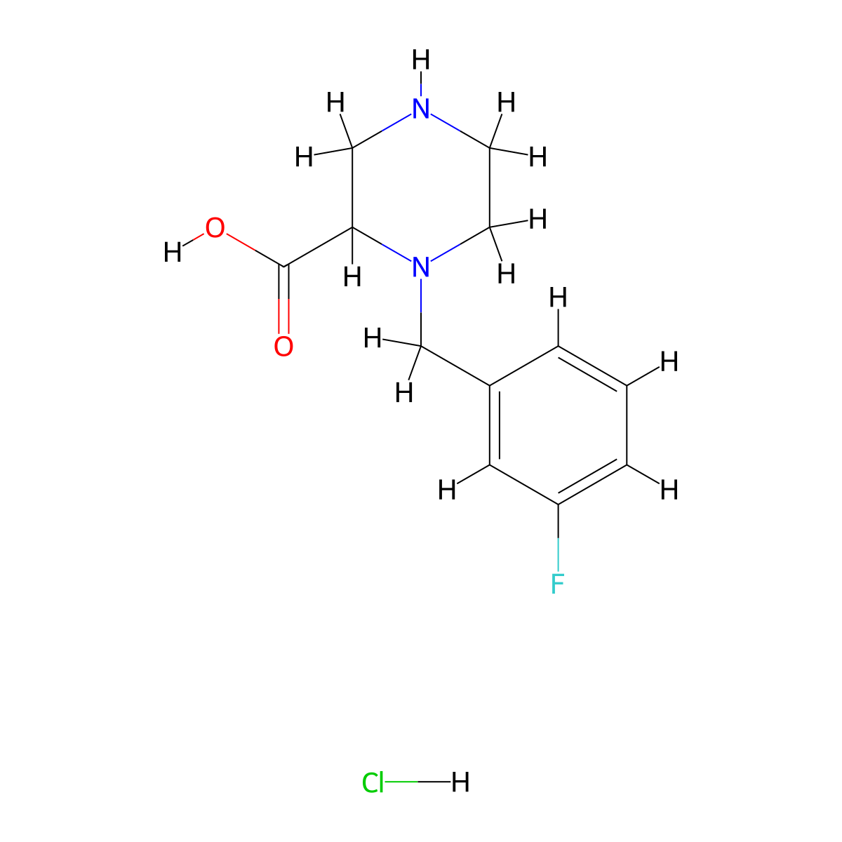 1-(3-Fluorobenzyl)piperazine-2-carboxylic acid hydrochloride molecular structure, CAS 1289384-73-1